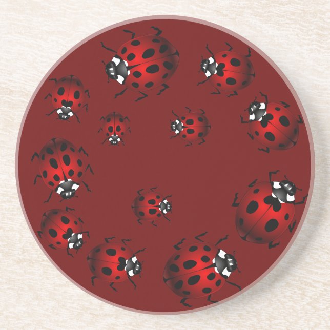 Ladybug Coasters Garden Bugs Coasters Decor Sandstein Untersetzer (Vorne)