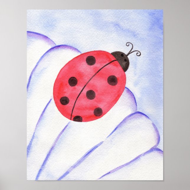 Ladybug Daisy Art Poster Print (Vorne)