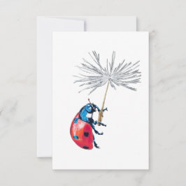 Ladybug & Dandelaber Samen Postkartenstil-Karte Mitteilungskarte