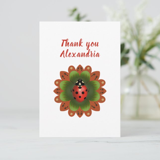 Ladybug Dankeskarte (Stehend Vorderseite)