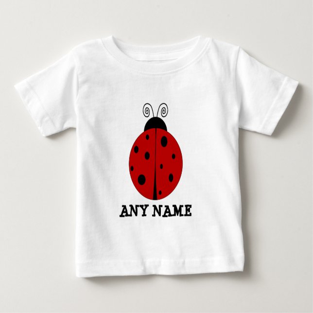 LADYBUG-Design mit JEDEM NAME Baby T-shirt (Vorderseite)