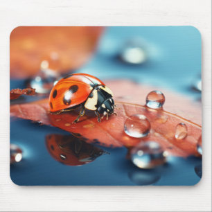 Ladybug Dewdrop Nature Serene Tranquil Mousepad