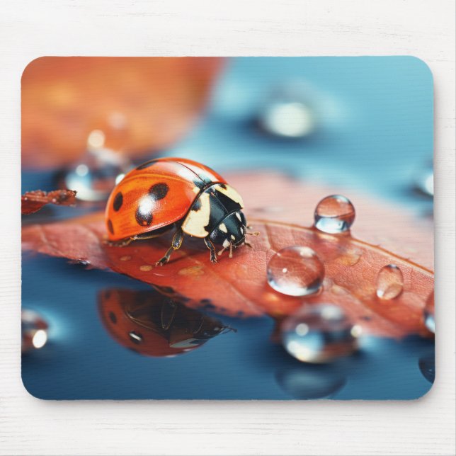 Ladybug Dewdrop Nature Serene Tranquil Mousepad (Vorne)