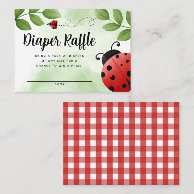 Ladybug Diaper Raffelkarte Einstecken Begleitkarte (Vorne/Hinten)
