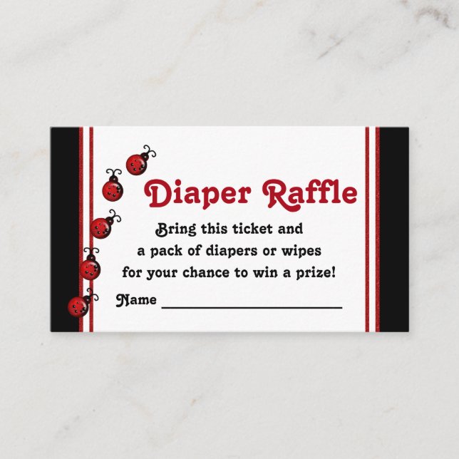 Ladybug Diaper Raffles Tickets Begleitkarte (Vorderseite)