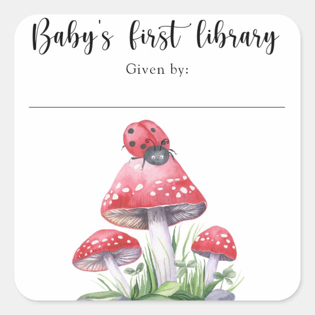 Ladybug - die erste Bibliothek des Babys Quadratischer Aufkleber (Vorderseite)