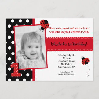 Ladybug Einladungen zur BIrthday Party
