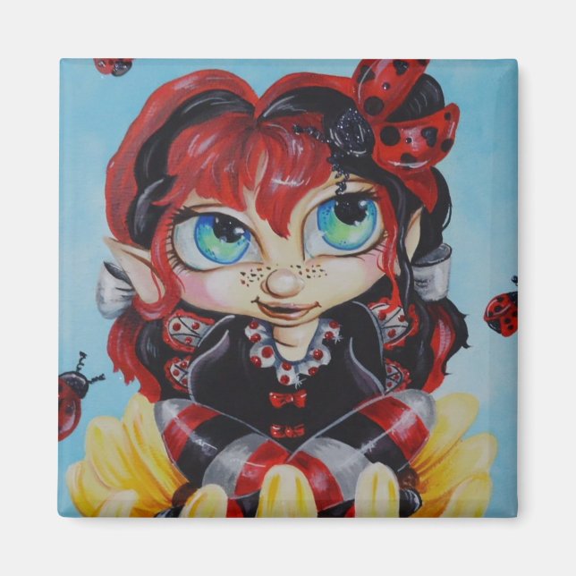 Ladybug Fairy Fantasy Art Magnet (Vorne)