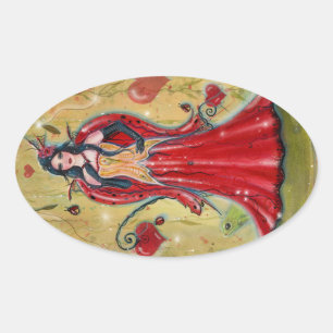 Ladybug Fairy Heart Valentine Fee von Renee Ovaler Aufkleber