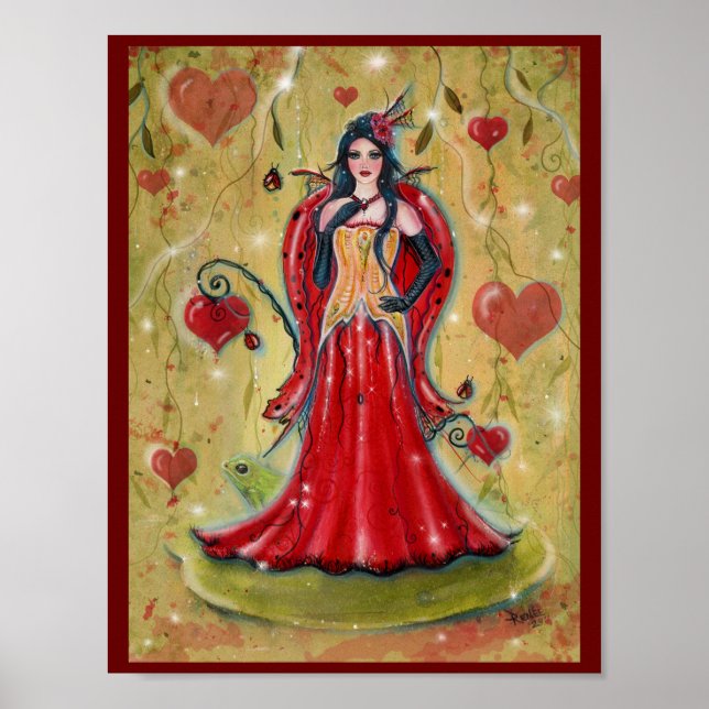 Ladybug Fairy Heart Valentine Fee von Renee Poster (Vorne)
