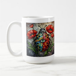 Ladybug farbiges Mohn-Blume-Insekt Kaffeetasse