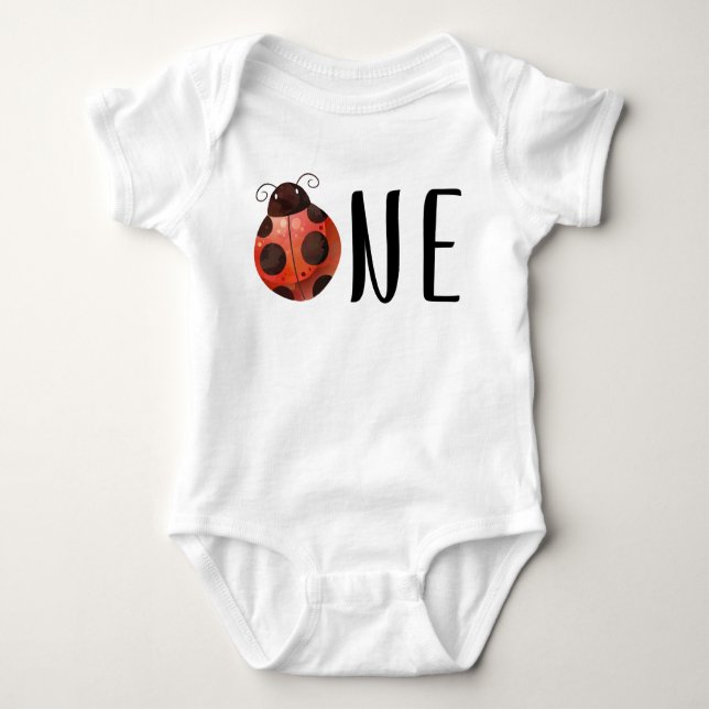 Ladybug First Birthday Baby Shirt - Ein Jahr alt (Vorderseite)
