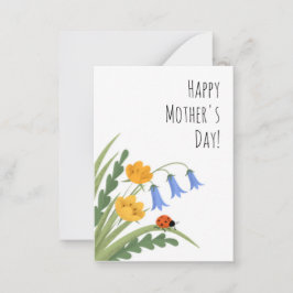 Ladybug Floral Buttercup Bluebells Muttertag Mitteilungskarte