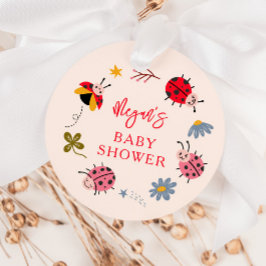 Ladybug Floral Girl Babydusche Geschenkanhänger