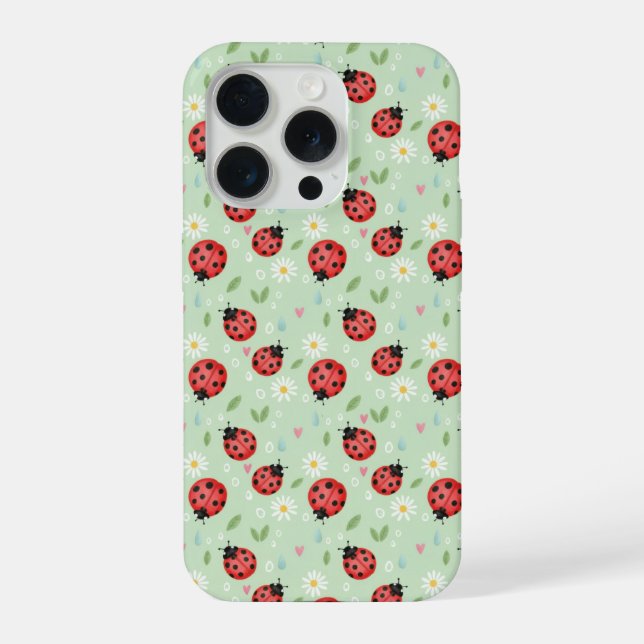 Ladybug Flower Pattern Phone Case iPhone Hülle (Rückseite)