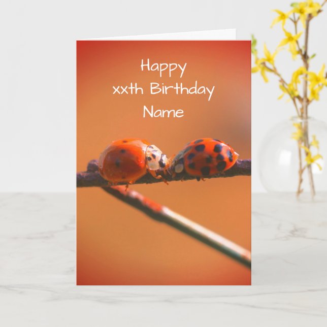 Ladybug Friends Nature Personalisiert Geburtstag Karte (Gelbe Blume)