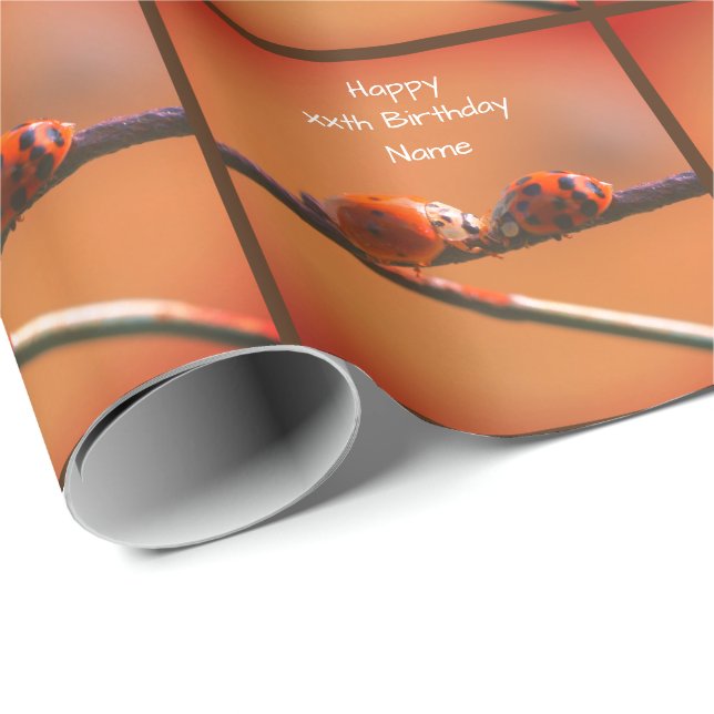 Ladybug Friends Nature Personalized Birthday  Geschenkpapier (Rolleneckpunkt)