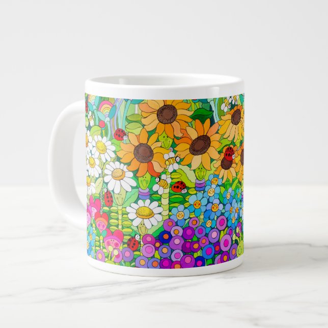 Ladybug Garden Blume Jumbo-Tasse (Vorderseite Links)