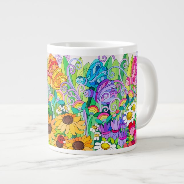 Ladybug Garden-Schmetterlinge Jumbo-Tasse (Vorderseite Rechts)