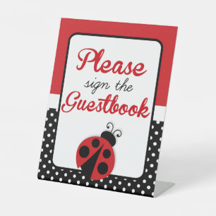 Ladybug Gästebuch Geburtstag oder Babydusche Sockelschild
