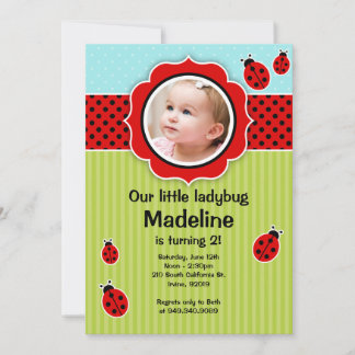 Ladybug Geburtstagspartei Einladung