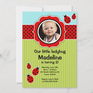 Ladybug Geburtstagspartei Einladung