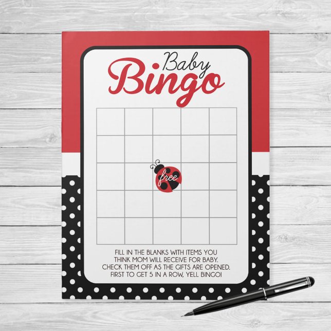 Ladybug Geschenk Bingo Baby Showspielpaket Notizblock (Ladybug Baby Shower Bingo Game Pack of 40 Games)