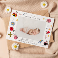 Ladybug Girl Baby Foto Geburtsankündigung