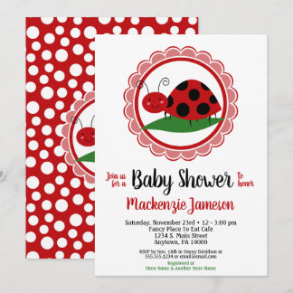 Ladybug Girls Babydusche Einladung