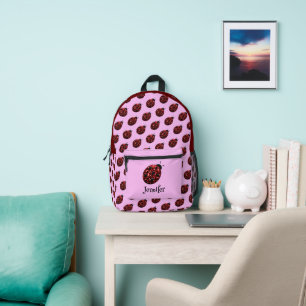 Ladybug Glitzern rotes Muster rosa individuelle Na Bedruckter Rucksack