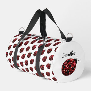 Ladybug Glitzern - Weißer individuelle Name Duffle Bag