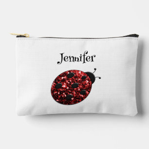 Ladybug Glitzern - Weißer individuelle Name Zubehörtasche