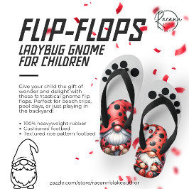 Ladybug Gnome Children's Flip Flops