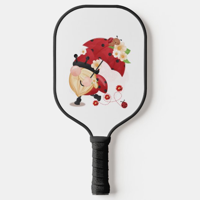 Ladybug Gnome der Liebe Pickleball Schläger (Vorderseite)