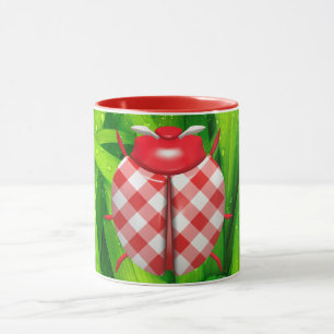 Ladybug Gras Gingham Karo niedlich Tasse