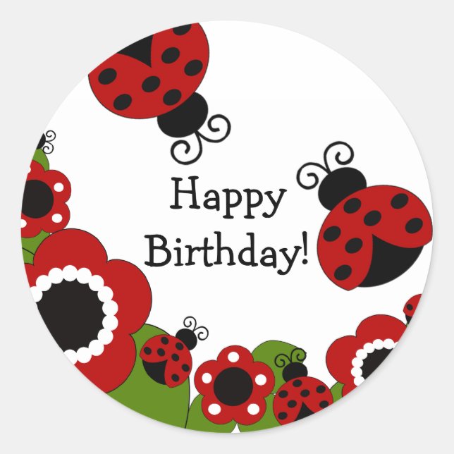 Ladybug Happy Birthday Sticker (Vorderseite)