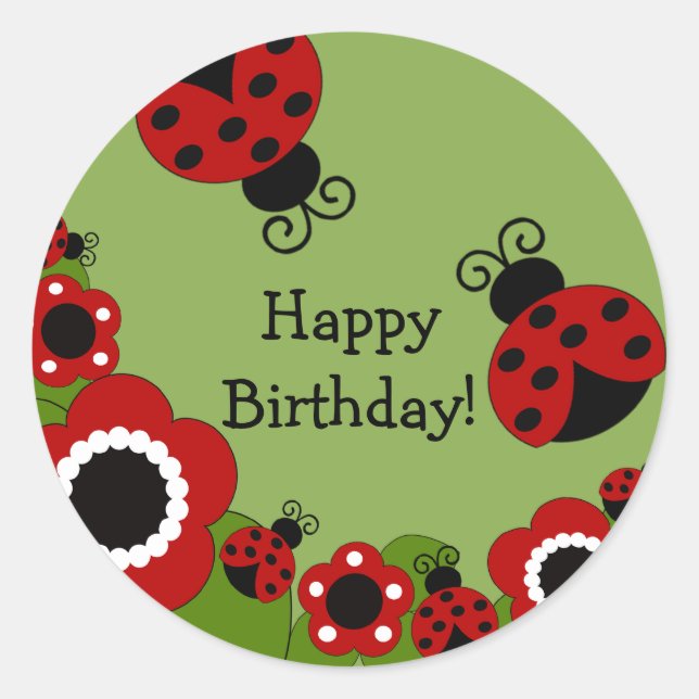 Ladybug Happy Birthday Sticker (Vorderseite)