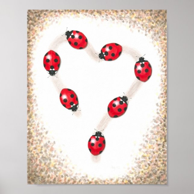 Ladybug Heart Fine Art Print Poster (Vorne)