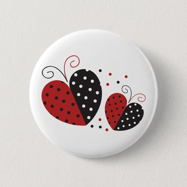 Ladybug Heart niedlich Button (Vorderseite)