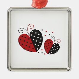 Ladybug Heart niedlich Silbernes Ornament