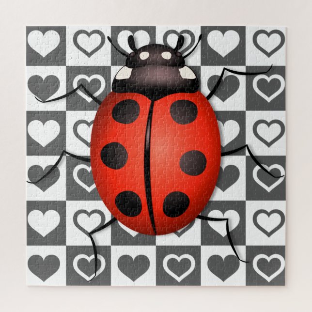 Ladybug & Hearts - Niedlich Puzzle (Vertikal)