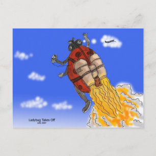 Ladybug hebt Postcard ab Postkarte