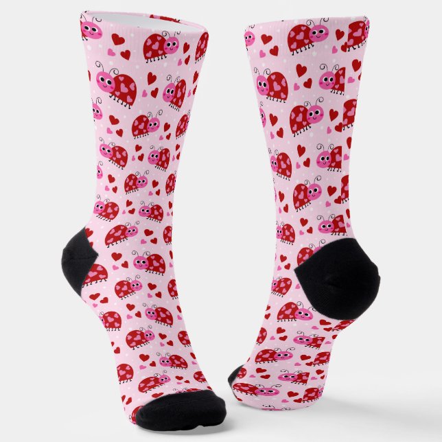 Ladybug Herz-Muster Pink Socken (Gewinkelt)