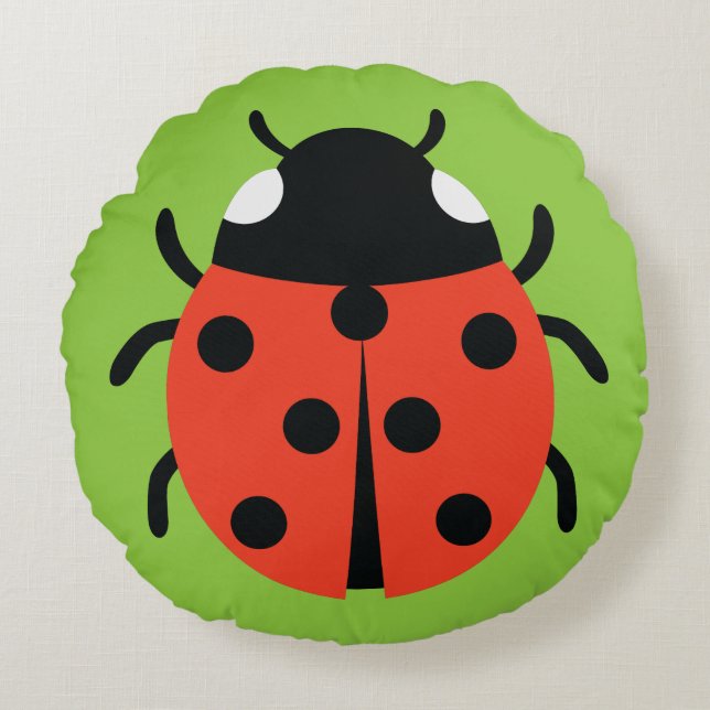 Ladybug Illustration Rundes Kissen (Vorderseite)
