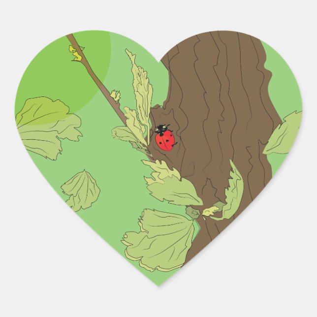 Ladybug im Frühjahr Herz-Aufkleber (Vorderseite)