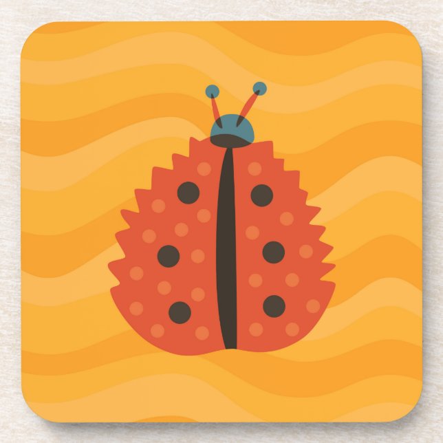 Ladybug im Herbst - orange gelbe Geometrie Untersetzer (Vorderseite)