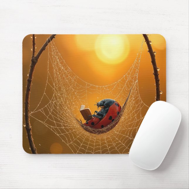 Ladybug in a Spider Web Hammock Mousepad (Mit Mouse)