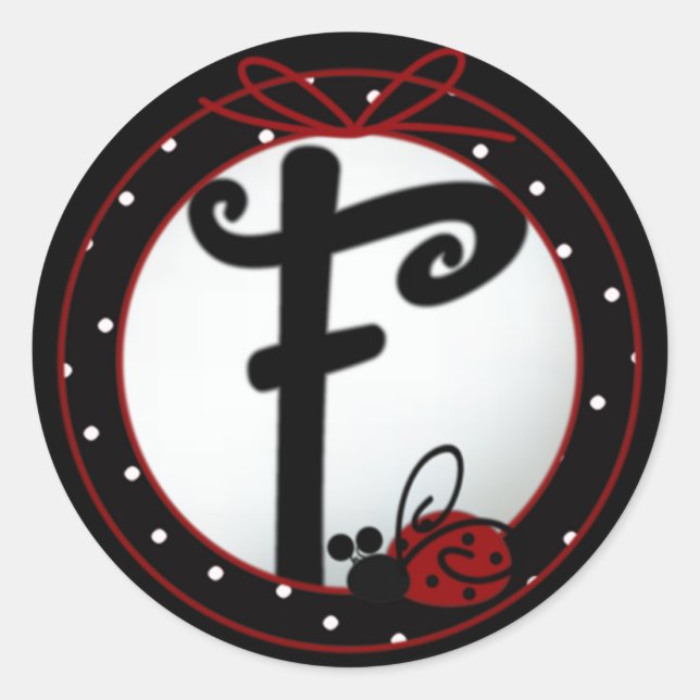 Ladybug Initial F Round Stickers (Vorderseite)