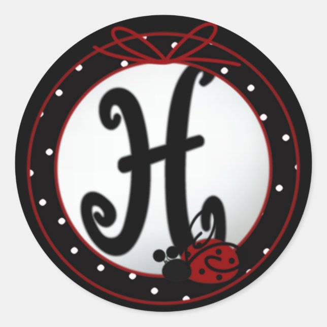 Ladybug Initial H Round Stickers (Vorderseite)