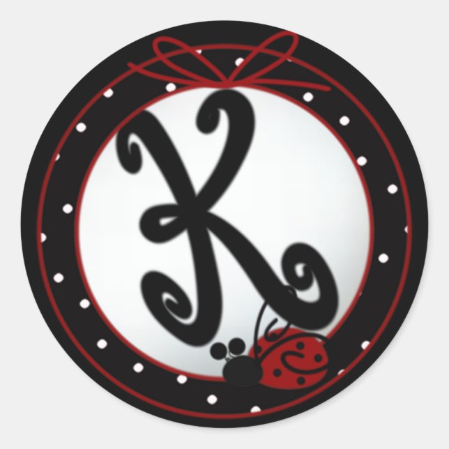 Ladybug Initial K Round Stickers (Vorderseite)